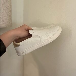 Kate Spade White and Gold Loafers